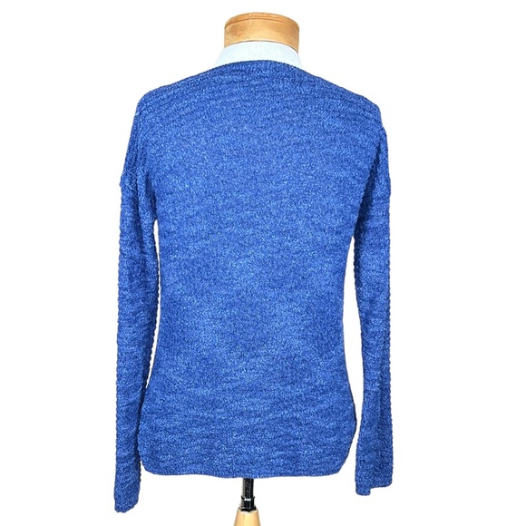 Calvin Klein Jeans Women’s Stretchy Ribbed Textured Denim Look V-Neck Sweater S - Picture 6 of 10